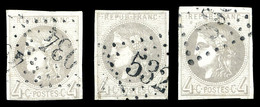 O N°41B, 4c Gris Report 2: 3 Exemplaires Avec Nuances Différentes, Tous TB (signés)   Qualité: O - 1870 Bordeaux Printing