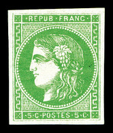 * N°42B, 5c Vertjaune Rep 2. TB (certificat)   Qualité: *   Cote: 370 Euros - 1870 Bordeaux Printing