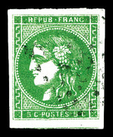 O N°42B, 5c Vertfoncé, Belles Marges Et Très Jolie Couleur. SUP (signé Scheller)   Qualité: O - 1870 Bordeaux Printing