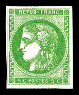 * N°42Ba, 5c Vertjaune Foncé. TB (signé Calves/certificat)   Qualité: *   Cote: 475 Euros - 1870 Bordeaux Printing