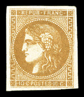 * N°43A, 10c Bistre Report 1. TTB (signé Brun/certificat)   Qualité: *   Cote: 1250 Euros - 1870 Bordeaux Printing