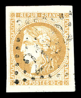 O N°43A, 10c Bistre Rep 1, Belles Marges, Pièce Choisie. TTB (signé Scheller)   Qualité: O - 1870 Emission De Bordeaux