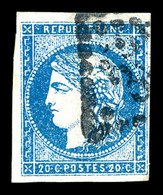 O N°44A, 20c Bleu Type I Rep 1. TB (signé Calves/certificat)   Qualité: O   Cote: 800 Euros - 1870 Emissione Di Bordeaux