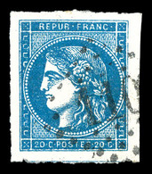 O N°45C, 20c Bleu Type II Rep 3, Grandes Marges. SUP (certificat)   Qualité: O - 1870 Emissione Di Bordeaux