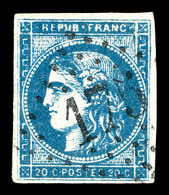 O N°45Ce, 20c Bleu Acier, Jolie Couleur. TB (signé Scheller)   Qualité: O - 1870 Bordeaux Printing