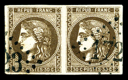 O N°47, 30c Brun En Paire. TTB (signé Brun/certificat)   Qualité: O   Cote: 650 Euros - 1870 Bordeaux Printing