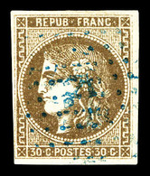 O N°47, 30c Brun Obl Ancre Bleue. TTB (signé Calves/certificat)   Qualité: O   Cote: 450 Euros - 1870 Bordeaux Printing