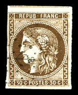 O N°47d, 30c Brun Foncé Obl Ancre. TTB (signé Calves)   Qualité: O   Cote: 450 Euros - 1870 Bordeaux Printing