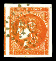 O N°48, 40c Orange Foncé, Quatre Belles Marges Avec Voisin. SUP (signé Scheller)   Qualité: O - 1870 Bordeaux Printing