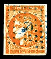 O N°48, 40c Orange Obl Ancre Bleue, Leger Pelurage. TB   Qualité: O - 1870 Emissione Di Bordeaux