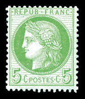 ** N°53, 5c Vertjaune Sur Azuré, Fraîcheur Postale. TTB (signé Brun/certificat)   Qualité: ** - 1871-1875 Ceres