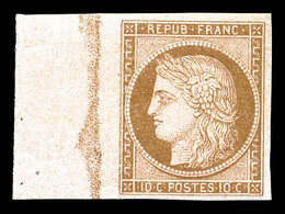 * N°58b, 10c Brun Sur Rose Non Dentelé Bdf, Froissure De Gomme. TTB (signé Brun/Calves)   Qualité: *   Cote: 600 Euros - 1871-1875 Ceres