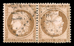 O N°58c, 10c Brun Foncé Sur Rose Pâle En Paire Têtebêche Horizontale, Légers Défauts Mais Belle Présentation (signé Calv - 1871-1875 Ceres