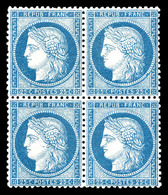 * N°60C, 25c Bleu Type III, Bloc De Quatre, Frais. SUP (signé Certificat)   Qualité: *   Cote: 950 Euros - 1871-1875 Ceres