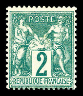 * N°62, 2c Vert Foncé Type I, Frais, TTB (certificat)   Qualité: *   Cote: 1800 Euros - 1876-1878 Sage (Tipo I)