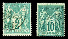 O N°62/76, 2c Vert Type I Et 10c Vert Type II, TB   Qualité: O   Cote: 665 Euros - 1876-1878 Sage (Tipo I)