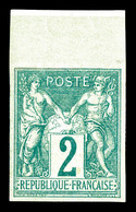 ** N°62a, 2c Vert Type I Non Dentelé Bord De Feuille, Fraîcheur Postale, SUP (certificat)    Qualité: ** - 1876-1878 Sage (Tipo I)