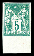 * N°64a, 5c Vert Type I Non Dentelé, Bord De Feuille Inférieur, TB (signé Brun/certificat)   Qualité: *   Cote: 850 Euro - 1876-1878 Sage (Type I)