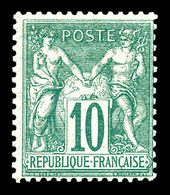 ** N°65, 10c Vert Type I, Fraîcheur Postale. SUP (signé Scheller/certifcat)   Qualité: ** - 1876-1878 Sage (Tipo I)