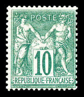 ** N°65, 10c Vert Type I, Fraîcheur Postale. SUP (signé Scheller/certifcat)   Qualité: ** - 1876-1878 Sage (Type I)