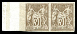 ** N°69a, 30c Brunclair Type I Non Dentelé En Paire, Bord De Feuille Intégral Avec Fond De Sûreté, Fraîcheur Postale. SU - 1876-1878 Sage (Type I)