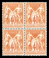 ** N°70, 40c Rougeorange Type I, Bloc De Quatre (2ex*), Très Bon Centrage. TTB (signé Brun/certificat)   Qualité: ** - 1876-1878 Sage (Type I)