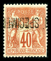 * N°70, 40c Rougeorange Type I Surchargé 'SPECIMEN', Quelques Dents Courtes Sinon TB, R.R.R (signé Calves/Scheller/certi - 1876-1878 Sage (Type I)