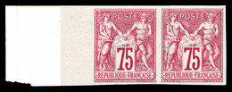 ** N°71a, 75c Carmin Type I Non Dentelé En Paire, Bord De Feuille Intégral Avec Fond De Sûreté, Fraîcheur Postale. SUP ( - 1876-1878 Sage (Tipo I)