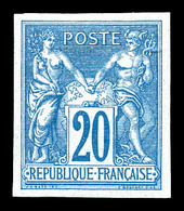 * N°73a, Non émis, 20c Bleu Turquoise Non Dentelé Type II, TTB (signé Scheller/certificat)   Qualité: *   Cote: 1600 Eur - 1876-1878 Sage (Tipo I)