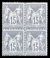 ** N°77, 15c Gris Type II Nuance Intense En Bloc De Quatre (2ex*), Fraîcheur Postale. SUPERBE. R.R. (signé/certificat)   - 1876-1878 Sage (Type I)