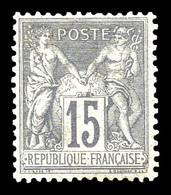 * N°77, 15c Gris Type II, Bon Centrage. TTB (signé/certificat)   Qualité: *   Cote: 1200 Euros - 1876-1878 Sage (Tipo I)