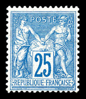 * N°79, 25c Bleu Type II. TTB (certificat)   Qualité: *   Cote: 750 Euros - 1876-1878 Sage (Tipo I)