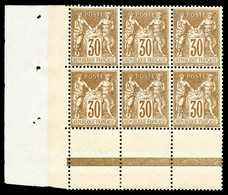 ** N°80, 30c Brunjaune Type II, Bloc De Six Cdf, Fraîcheur Postale. SUP (certificat)   Qualité: ** - 1876-1878 Sage (Type I)