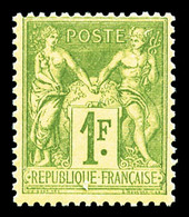 ** N°82, 1F Oliveclair, Fraîcheur Postale, SUP (certificat)   Qualité: ** - 1876-1878 Sage (Type I)