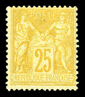 * N°92, 25c Bistre Sur Jaune. TB   Qualité: *   Cote: 550 Euros - 1876-1878 Sage (Type I)