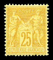 ** N°92a, 25c Jaune Sur Bistrejaune, Fraîcheur Postale. SUP (signé Brun/certificat)   Qualité: ** - 1876-1878 Sage (Type I)