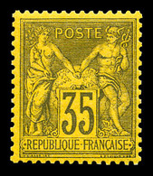 ** N°93, 35c Violetnoir Sur Jaune, Fraîcheur Postale. SUP (signé Brun/certificat)   Qualité: ** - 1876-1878 Sage (Type I)