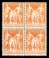 ** N°94, 40c Orange, Bloc De Quatre Fraîcheur Postale. TTB (certificat)   Qualité: ** - 1876-1878 Sage (Type I)