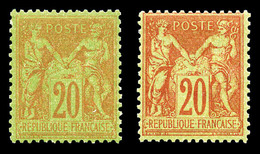 ** N°96/a, 20c: Brique Et Garance Sur Vert, Les 2 Ex TTB   Qualité: ** - 1876-1878 Sage (Type I)