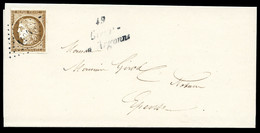 O N°1a, 10c Bistrebrun Obl Pc +cursive '49 Givry Sur Argonne' Sur Lettre. SUP (certificat)   Qualité: O - 1849-1876: Classic Period