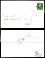 O N°2b, 15c Vertfoncé, Très Grandes Marges Dont Un Voisin Sur Lettre Locale. SUPERBE. R. (certificat)   Qualité: O   Cot - 1849-1876: Periodo Classico