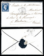 O N°14, 20c Bleu Sur Lettre Au Tarif Militaire De Montpellier Pour Kinburn (Crimée). SUP   Qualité: O - 1849-1876: Classic Period