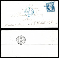 O N°14A, 20c Empire Oblitération étoile + Càd Bleu Sur Lettre Du 13 Avril 55 De Paris Pour La Chapelle St Denis. TTB (ce - 1849-1876: Classic Period