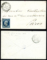 O N°14A, 20c Bleu Obl Grille + Càd Corp Exp D'Italie/2e Division Sur Lettre Du 2 Fev 56 Pour Paris. TTB (certificat)   Q - 1849-1876: Période Classique