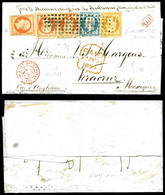 O Empire 10c + 20c + 40c X3 Ex Oblitérés Gros Points, Affranchissement à 1f 50 Tricolore Sur Lettre De Paris Le 30 Juill - 1849-1876: Periodo Classico