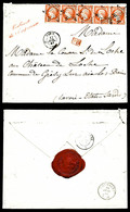 O N°16a, 40c Orangevif, Bande De 5 (def) Obl étoile + Griffe 'Cabinet De L'Empereur' Sur Lettre De Paris Le 17 Juillet 5 - 1849-1876: Période Classique