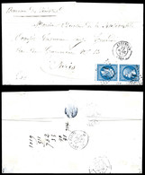 O N°22b, 20c Bleu En Paire Têtebêche Sur Lettre D'Argentan Le 22 Avril 1864 Pour Paris. SUP (signé Brun/certificat)   Qu - 1849-1876: Classic Period