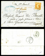 O N°23, 40c Orange Obl Càd De Naples + Griffe Rouge 'PIROCAFIMERCANTILI/ESTERO' Sur Lettre Du 15 Nov 65 Au Départ De Mar - 1849-1876: Periodo Classico