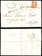 O N°23, 40c Orange Obl GC Italien '284' + Griffe Rouge AFFRANCHIE Sur Lettre De Marseille Du 4 Avril 68 Pour Naples. Gri - 1849-1876: Classic Period