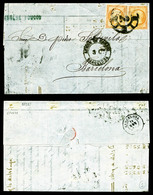 O N°23, 40c Orange X2 Ex Obl 'Roue De Charette '2'' Sur Lettre De Marseille Le 14 Sept 63 Pour Barcelone, Arrivée Le 16  - 1849-1876: Classic Period